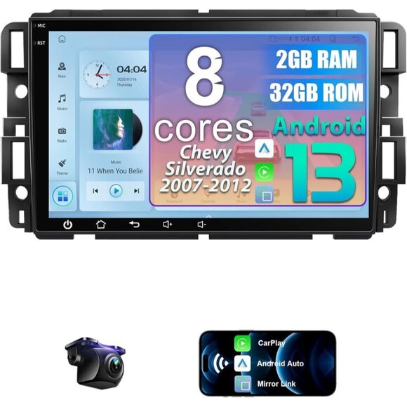 Android 13 8-Core 8" Car Stereo for Chevy Silverado/GMC Sierra/Buick Enclave - Picture 9 of 9